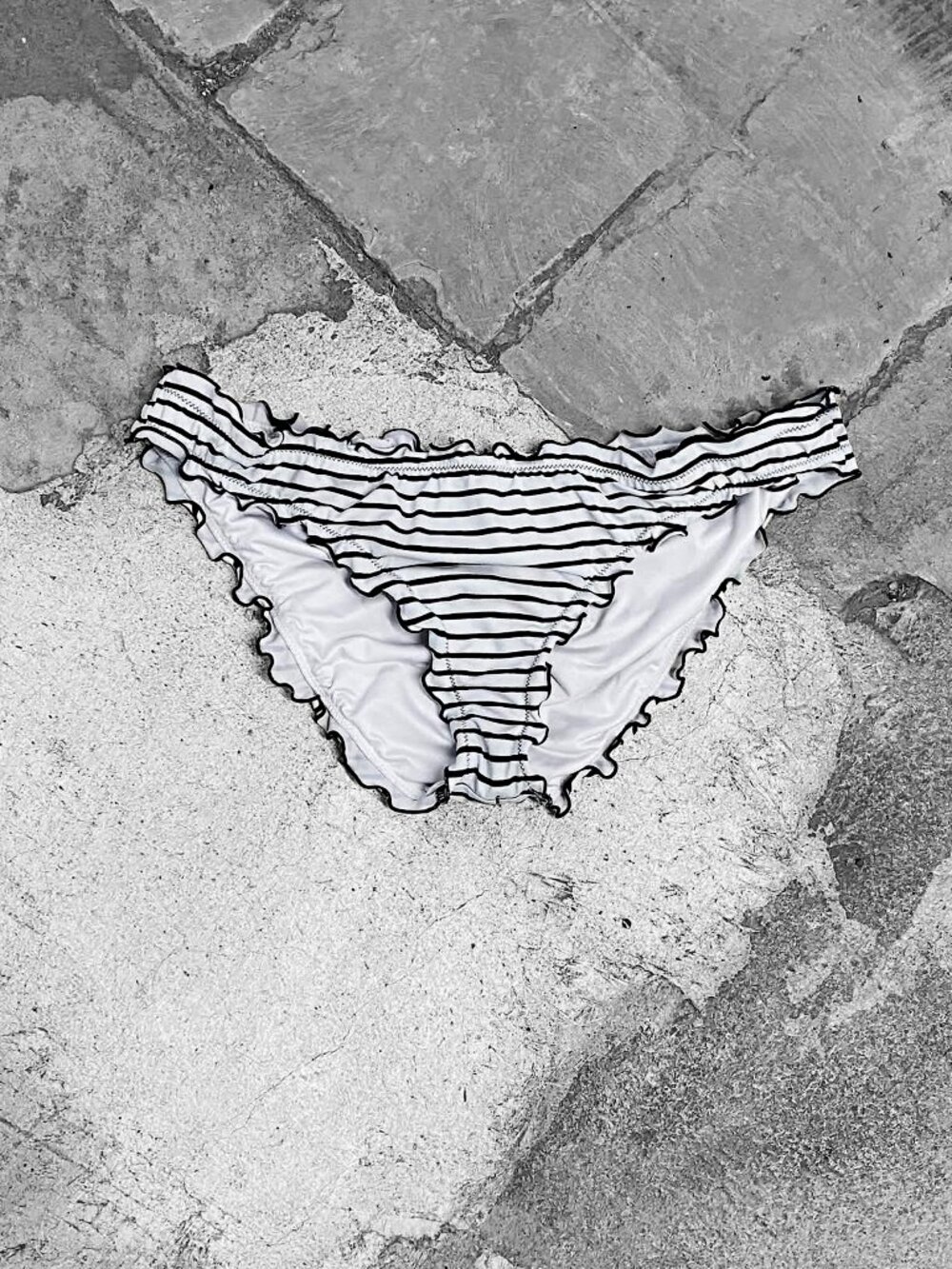00s 2010s Scene Mcbling Black and White Striped Victoria's Secret Swimsuit Botto